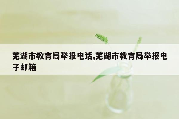 cmaedu.com芜湖市教育局举报电话,芜湖市教育局举报电子邮箱