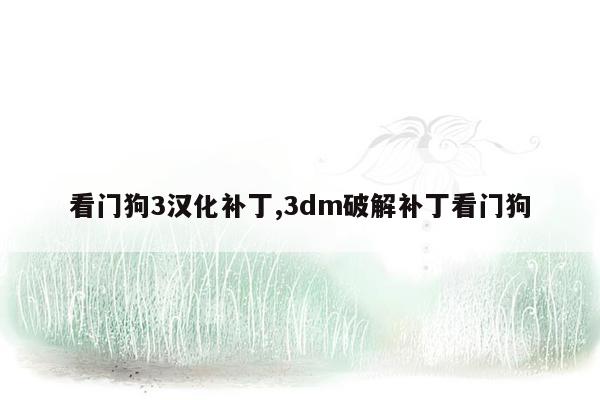 cmaedu.com看门狗3汉化补丁,3dm破解补丁看门狗