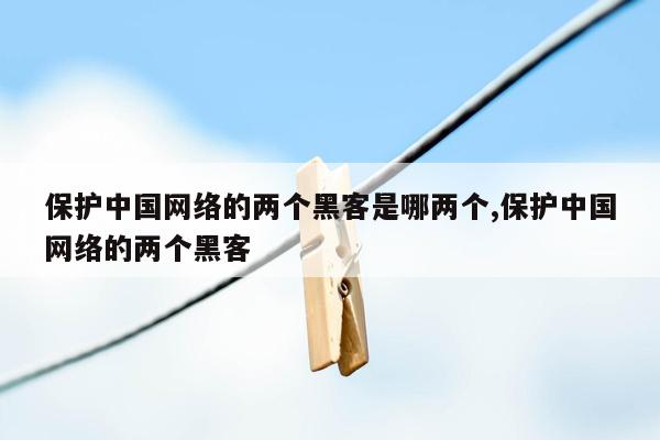 cmaedu.com保护中国网络的两个黑客是哪两个,保护中国网络的两个黑客