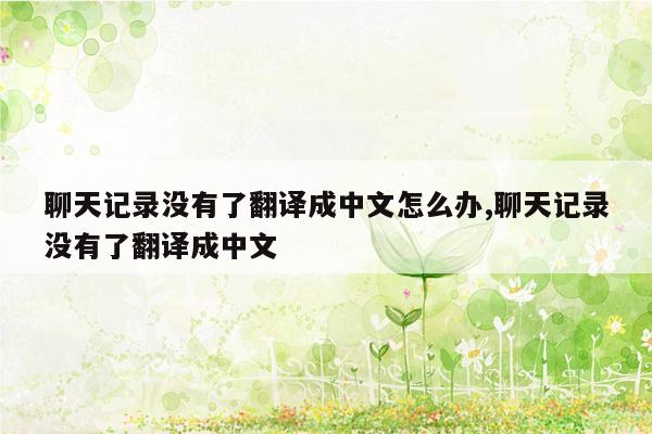 cmaedu.com聊天记录没有了翻译成中文怎么办,聊天记录没有了翻译成中文