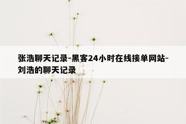 cmaedu.com张浩聊天记录-黑客24小时在线接单网站-刘浩的聊天记录